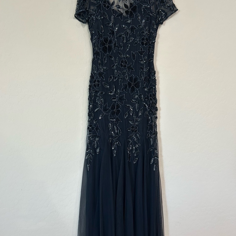 Adrianna Papell Navy Floral Maxi Dress